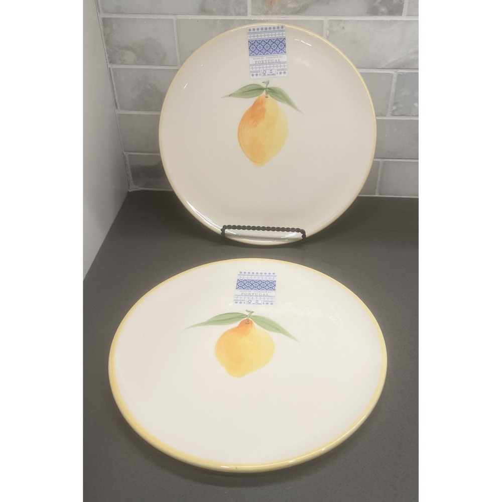 NEW- Set Of 2 Portugal Lemon Handpainted 9" Salad Plates